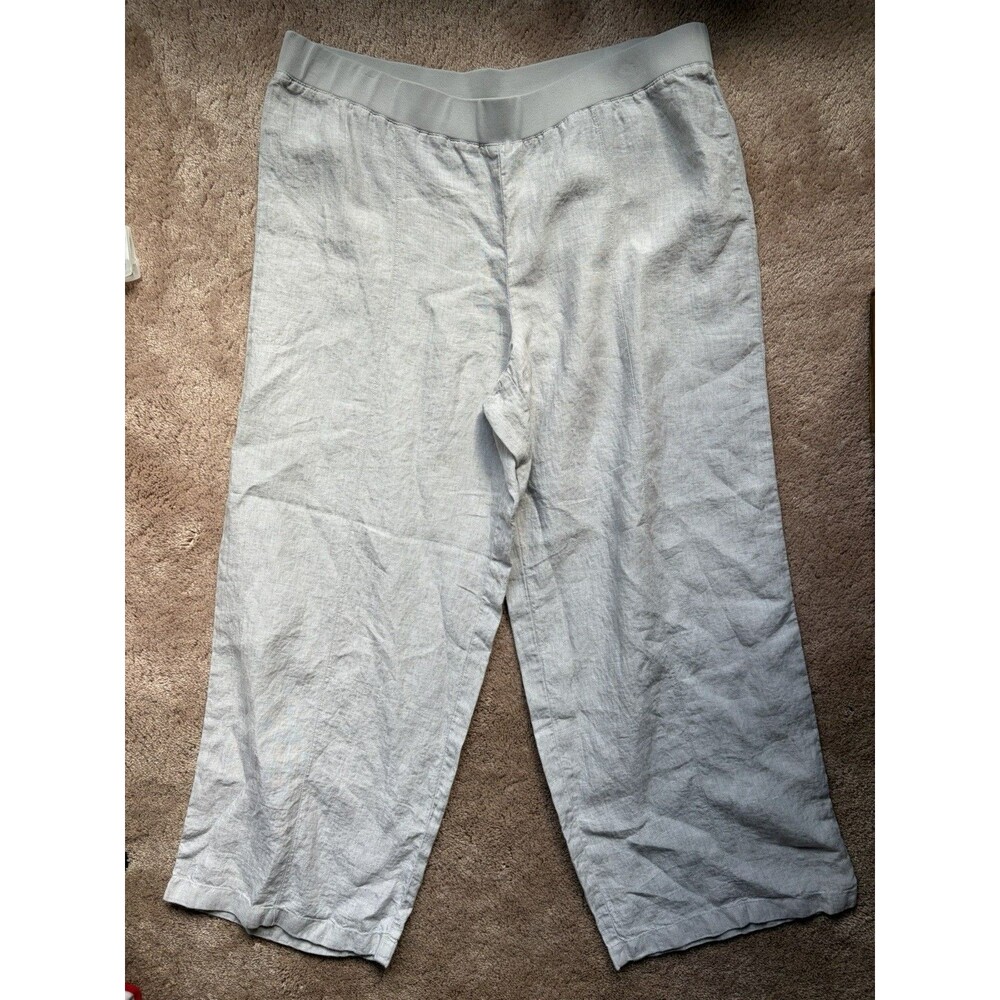 J. Jill Love Linen Gray Wide Leg Cropped Pants Minimalist Lagenlook XL Petite